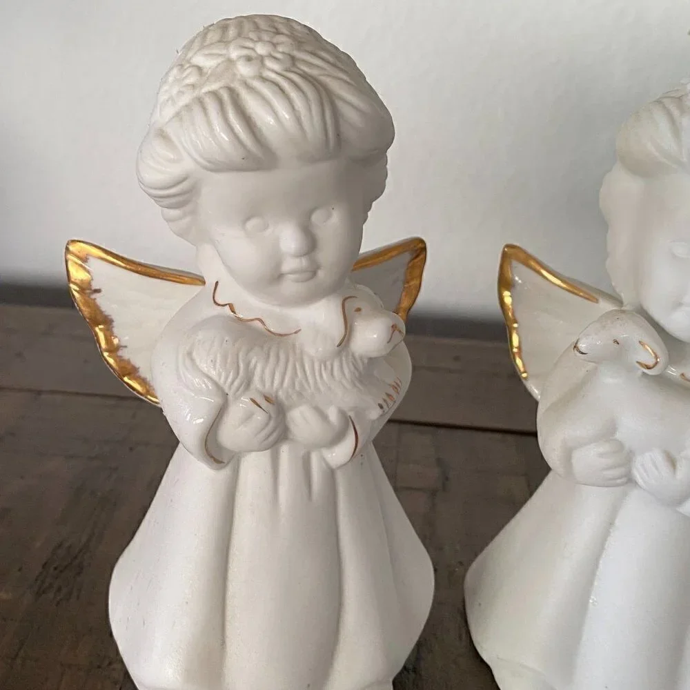 Giftco Inc Porcelain Angel Bell with Lamb and Dog - Set of 2